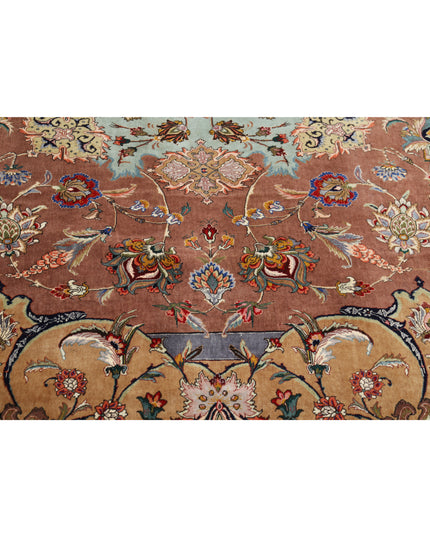 Tabriz 9' 6" X 12' 9" Hand Knotted Wool & Silk Rug 9' 6" X 12' 9" (290 X 389) / Brown / Wool & Silk