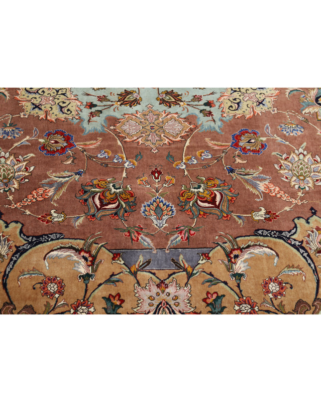 Tabriz 9' 6" X 12' 9" Hand Knotted Wool & Silk Rug 9' 6" X 12' 9" (290 X 389) / Brown / Wool & Silk