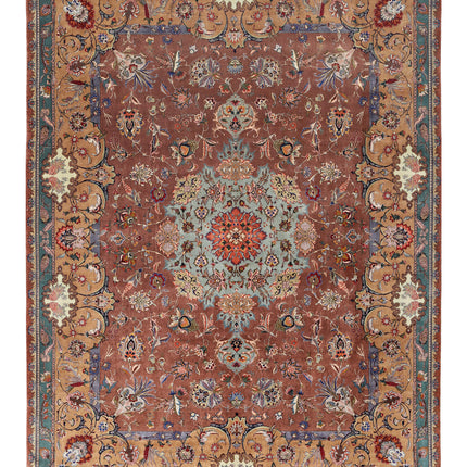 Tabriz 9' 6" X 12' 9" Hand Knotted Wool & Silk Rug 9' 6" X 12' 9" (290 X 389) / Brown / Wool & Silk