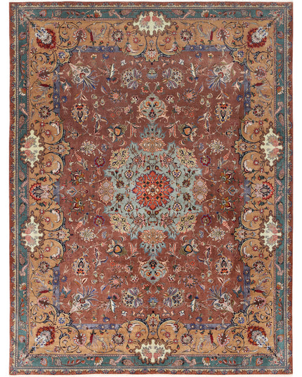 Tabriz 9' 6" X 12' 9" Hand Knotted Wool & Silk Rug 9' 6" X 12' 9" (290 X 389) / Brown / Wool & Silk
