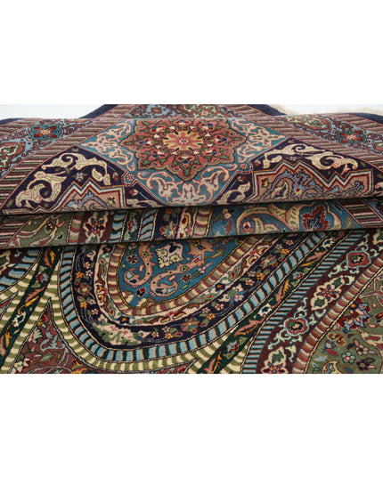 Tabriz 9' 8" X 13' 4" Hand Knotted Wool & Silk Rug 9' 8" X 13' 4" (295 X 406) / Blue / Wool & Silk