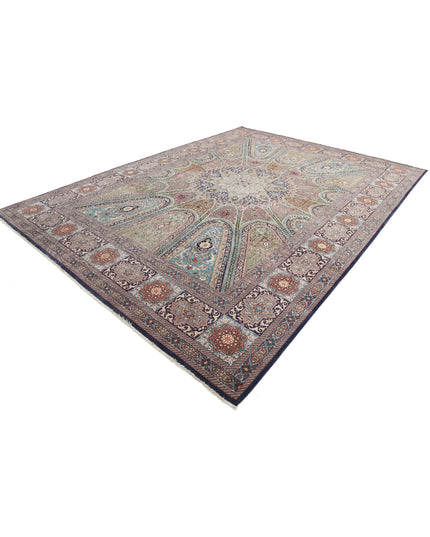 Tabriz 9' 8" X 13' 4" Hand Knotted Wool & Silk Rug 9' 8" X 13' 4" (295 X 406) / Blue / Wool & Silk