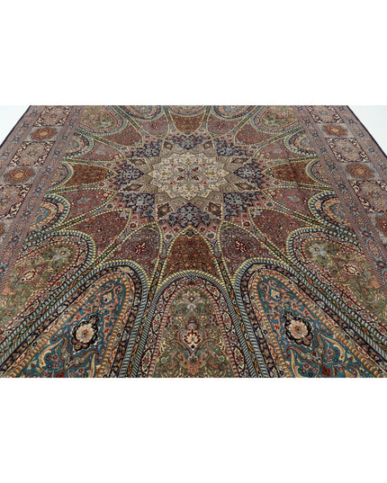 Tabriz 9' 8" X 13' 4" Hand Knotted Wool & Silk Rug 9' 8" X 13' 4" (295 X 406) / Blue / Wool & Silk