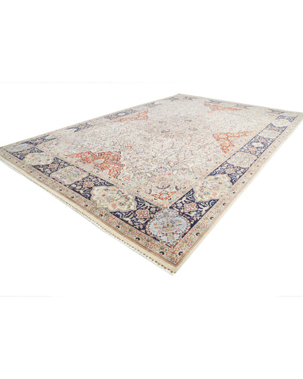 Tabriz 12' 10" X 19' 6" Hand Knotted Wool & Silk Rug 12' 10" X 19' 6" (391 X 594) / Ivory / Wool & Silk