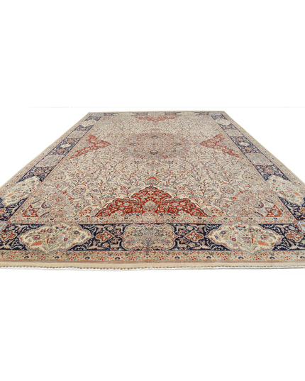 Tabriz 12' 10" X 19' 6" Hand Knotted Wool & Silk Rug 12' 10" X 19' 6" (391 X 594) / Ivory / Wool & Silk