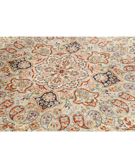 Tabriz 12' 10" X 19' 6" Hand Knotted Wool & Silk Rug 12' 10" X 19' 6" (391 X 594) / Ivory / Wool & Silk