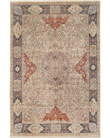 Tabriz 12' 10" X 19' 6" Hand Knotted Wool & Silk Rug 12' 10" X 19' 6" (391 X 594) / Ivory / Wool & Silk
