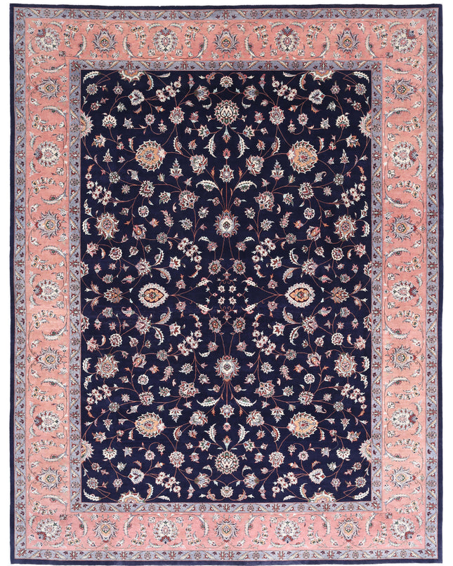 Tabriz 9' 2" X 12' 0" Hand Knotted Wool & Silk Rug 9' 2" X 12' 0" (280 X 366) / Blue / Wool & Silk