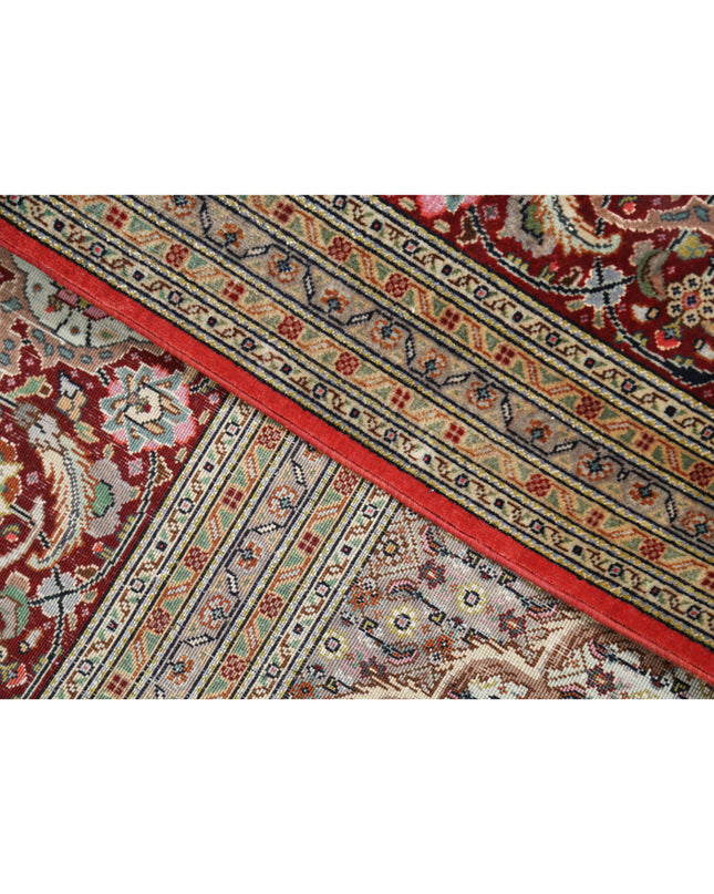 Tabriz 8' 0" X 11' 3" Hand Knotted Wool & Silk Rug 8' 0" X 11' 3" (244 X 343) / Peach / Wool & Silk