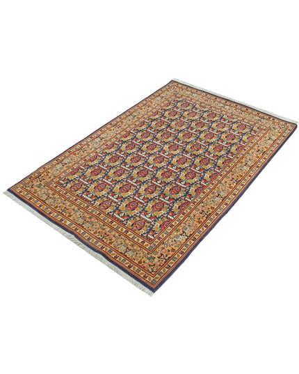 Tabriz 3' 4" X 4' 11" Hand Knotted Wool & Silk Rug 3' 4" X 4' 11" (101 X 150) / Blue / Wool & Silk