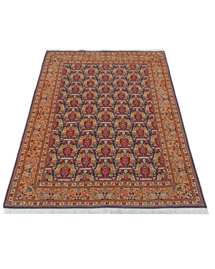 Tabriz 3' 4" X 4' 11" Hand Knotted Wool & Silk Rug 3' 4" X 4' 11" (101 X 150) / Blue / Wool & Silk
