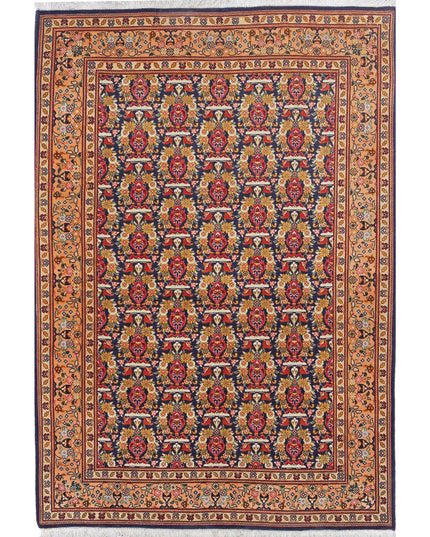 Tabriz 3' 4" X 4' 11" Hand Knotted Wool & Silk Rug 3' 4" X 4' 11" (101 X 150) / Blue / Wool & Silk
