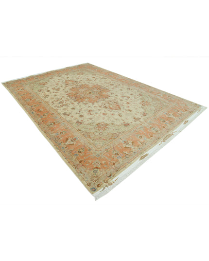 Tabriz 8' 1" X 11' 8" Hand Knotted Wool & Silk Rug 8' 1" X 11' 8" (246 X 356) / Beige / Wool & Silk