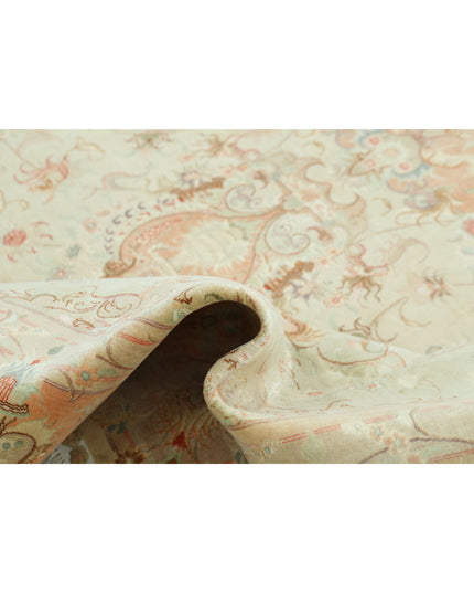 Tabriz 8' 1" X 11' 8" Hand Knotted Wool & Silk Rug 8' 1" X 11' 8" (246 X 356) / Beige / Wool & Silk
