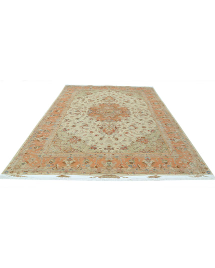 Tabriz 8' 1" X 11' 8" Hand Knotted Wool & Silk Rug 8' 1" X 11' 8" (246 X 356) / Beige / Wool & Silk