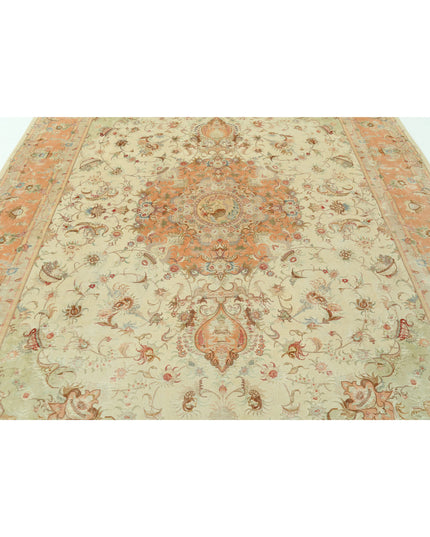 Tabriz 8' 1" X 11' 8" Hand Knotted Wool & Silk Rug 8' 1" X 11' 8" (246 X 356) / Beige / Wool & Silk