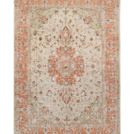 Tabriz 8' 1" X 11' 8" Hand Knotted Wool & Silk Rug 8' 1" X 11' 8" (246 X 356) / Beige / Wool & Silk