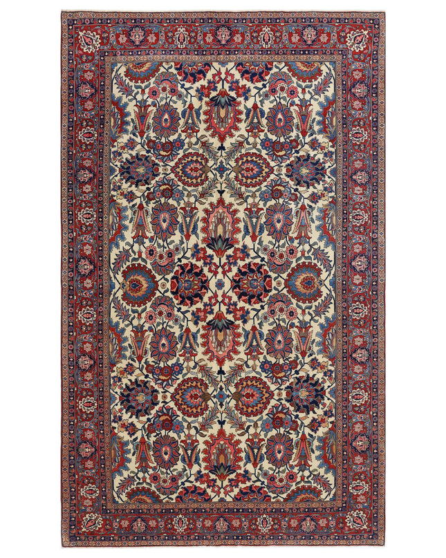 Tehran 6' 9" X 11' 0" Hand Knotted Wool & Silk Rug 6' 9" X 11' 0" (206 X 335) / Ivory / Wool & Silk