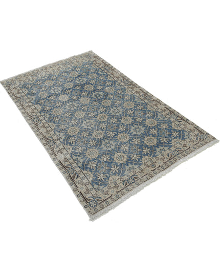 Varamin 3' 3" X 5' 0" Hand Knotted Wool Rug 3' 3" X 5' 0" (99 X 152) / Blue / Wool