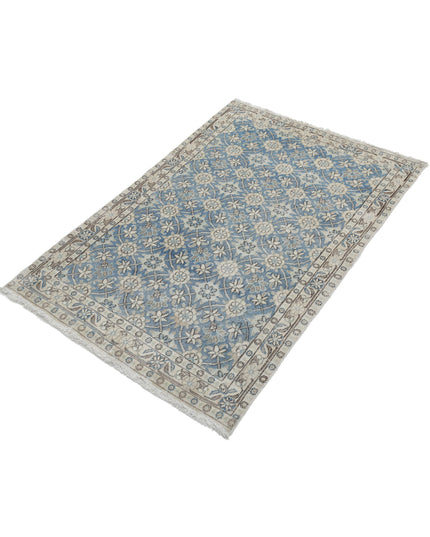 Varamin 3' 3" X 5' 0" Hand Knotted Wool Rug 3' 3" X 5' 0" (99 X 152) / Blue / Wool