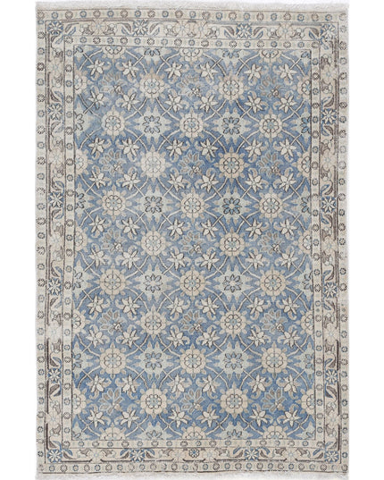 Varamin 3' 3" X 5' 0" Hand Knotted Wool Rug 3' 3" X 5' 0" (99 X 152) / Blue / Wool