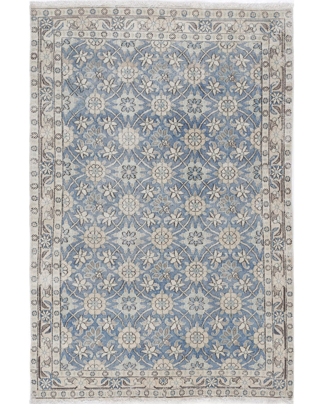 Varamin 3' 3" X 5' 0" Hand Knotted Wool Rug 3' 3" X 5' 0" (99 X 152) / Blue / Wool