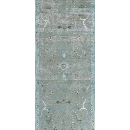 Vintage 3' 5" X 9' 4" Hand Knotted Wool Rug 3' 5" X 9' 4" (104 X 284) / Teal / Wool
