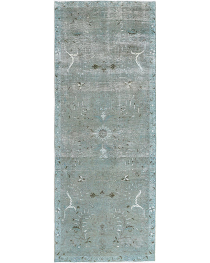 Vintage 3' 5" X 9' 4" Hand Knotted Wool Rug 3' 5" X 9' 4" (104 X 284) / Teal / Wool