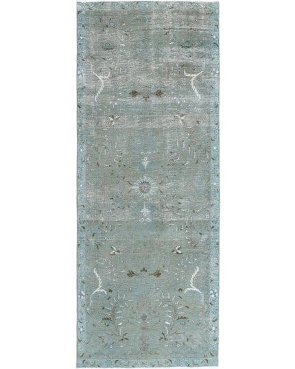 Vintage 3' 5" X 9' 4" Hand Knotted Wool Rug 3' 5" X 9' 4" (104 X 284) / Teal / Wool