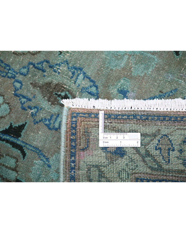 Vintage 6' 10" X 9' 8" Hand Knotted Wool Rug 6' 10" X 9' 8" (208 X 295) / Teal / Wool