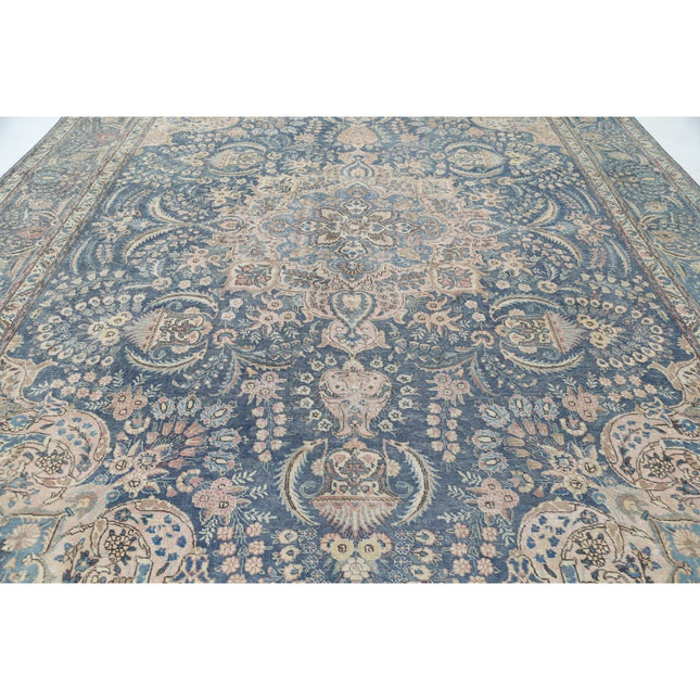Vintage 11' 9" X 15' 2" Hand Knotted Wool Rug 11' 9" X 15' 2" (358 X 462) / Blue / Brown