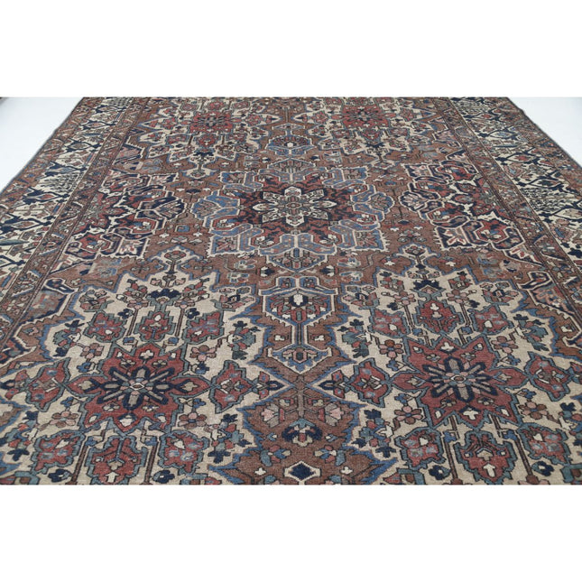 Vintage 10' 10" X 16' 7" Hand Knotted Wool Rug 10' 10" X 16' 7" (330 X 505) / Brown / Ivory