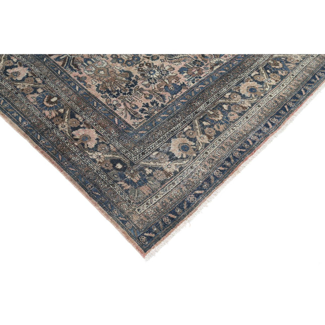 Vintage 8' 3" X 11' 8" Hand Knotted Wool Rug 8' 3" X 11' 8" (251 X 356) / Brown / Blue
