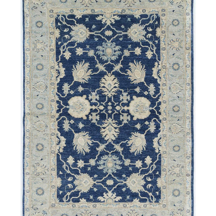 Ziegler 4' 2" X 6' 3" Hand Knotted Wool Rug 4' 2" X 6' 3" (127 X 191) / Blue / Wool