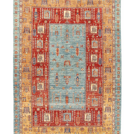 Ziegler 5' 8" X 8' 1" Hand Knotted Wool Rug 5' 8" X 8' 1" (173 X 246) / Teal / Wool