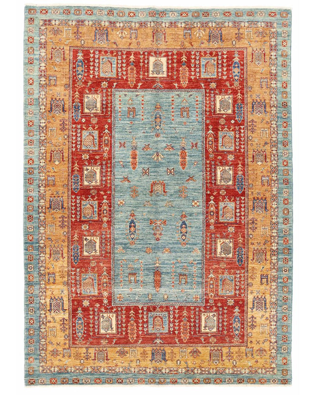 Ziegler 5' 8" X 8' 1" Hand Knotted Wool Rug 5' 8" X 8' 1" (173 X 246) / Teal / Wool