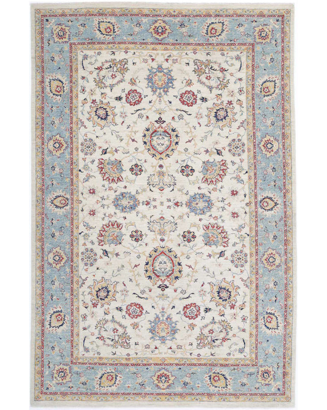 Ziegler 6' 7" X 10' 1" Hand Knotted Wool Rug 6' 7" X 10' 1" (201 X 307) / Ivory / Wool