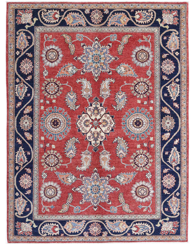 Ziegler 4' 10" X 6' 5" Hand Knotted Wool Rug 4' 10" X 6' 5" (147 X 196) / Red / Wool