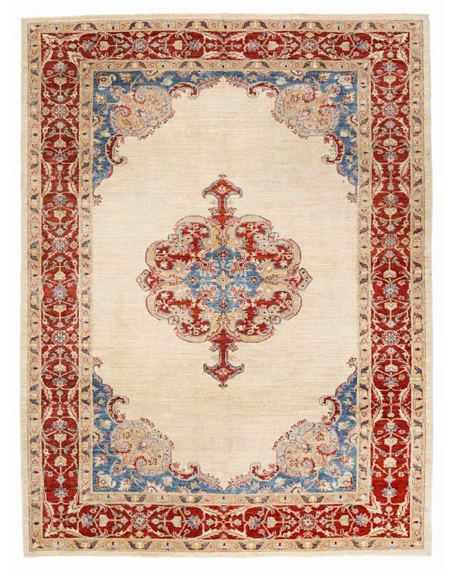 Ziegler 5' 8" X 7' 4" Hand Knotted Wool Rug 5' 8" X 7' 4" (173 X 223) / Ivory / Wool