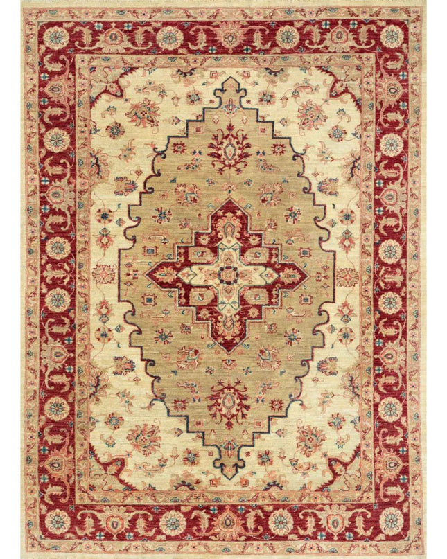 Ziegler 5' 8" X 7' 7" Hand Knotted Wool Rug 5' 8" X 7' 7" (173 X 231) / Ivory / Wool