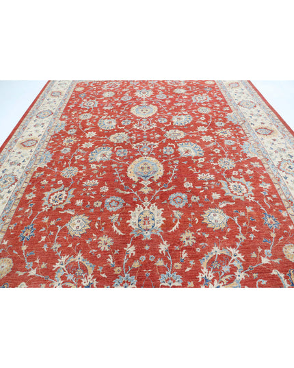 Ziegler 9' 11" X 13' 2" Hand Knotted Wool Rug 9' 11" X 13' 2" (302 X 401) / Red / Wool