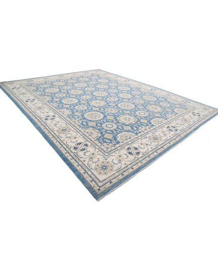 Ziegler 13' 3" X 16' 9" Hand Knotted Wool Rug 13' 3" X 16' 9" (404 X 511) / Blue / Wool