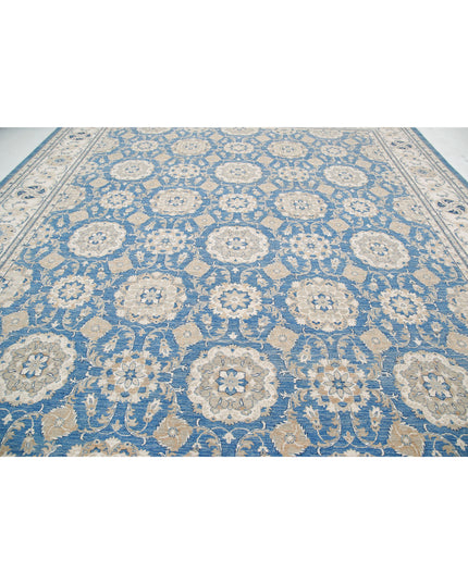 Ziegler 13' 3" X 16' 9" Hand Knotted Wool Rug 13' 3" X 16' 9" (404 X 511) / Blue / Wool