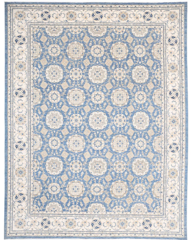 Ziegler 13' 3" X 16' 9" Hand Knotted Wool Rug 13' 3" X 16' 9" (404 X 511) / Blue / Wool