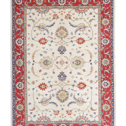 Ziegler 6' 7" X 9' 3" Hand Knotted Wool Rug 6' 7" X 9' 3" (201 X 282) / Ivory / Wool
