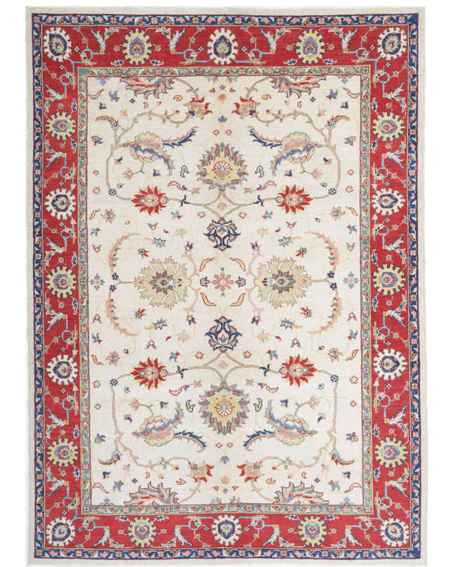 Ziegler 6' 7" X 9' 3" Hand Knotted Wool Rug 6' 7" X 9' 3" (201 X 282) / Ivory / Wool