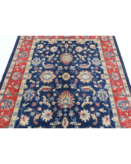 Ziegler 4' 10" X 6' 4" Hand Knotted Wool Rug 4' 10" X 6' 4" (147 X 193) / Blue / Wool