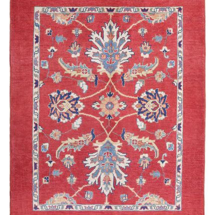 Ziegler 5' 1" X 6' 7" Hand Knotted Wool Rug 5' 1" X 6' 7" (155 X 201) / Red / Wool