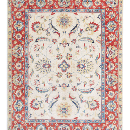 Ziegler 4' 10" X 6' 4" Hand Knotted Wool Rug 4' 10" X 6' 4" (147 X 193) / Ivory / Wool