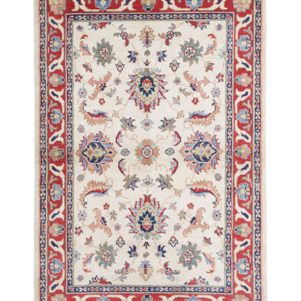 Ziegler 3' 9" X 5' 10" Hand Knotted Wool Rug 3' 9" X 5' 10" (114 X 178) / Ivory / Wool